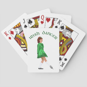 Ierse danser in zachte schoenen in het groen pokerkaarten