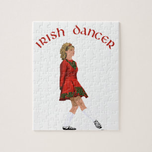 Ierse danser in zachte schoenen in het rood legpuzzel