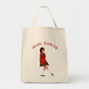Ierse danser in zachte schoenen met rode jurk tote bag