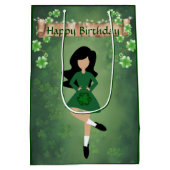 Ierse danser met Black Hair Happy Birthday Dance Medium Cadeauzakje (Achterkant)