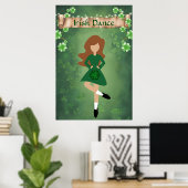 Ierse danser met bruine haar | Irish Dance Poster (Thuiskantoor)