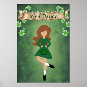 Ierse danser met bruine haar Irish Dance Poster