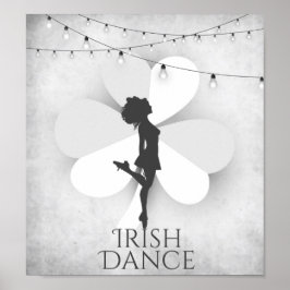 Ierse danser met Clover en String Lights Dance Poster