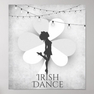 Ierse danser met Clover en String Lights Dance Poster