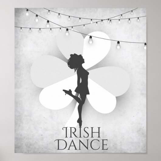 Ierse danser met Clover en String Lights Dance Poster (Voorkant)