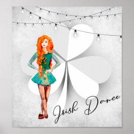 Ierse danser met Clover en String Lights Dance Poster