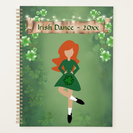 Ierse danser met Red Hair en Clovers Dance Planner (Voorkant)