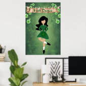 Ierse danser met zwarte haarklop | Irish Dance Poster (Thuiskantoor)