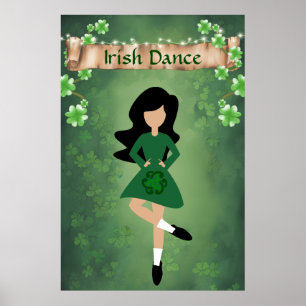 Ierse danser met zwarte haarklop   Irish Dance Poster