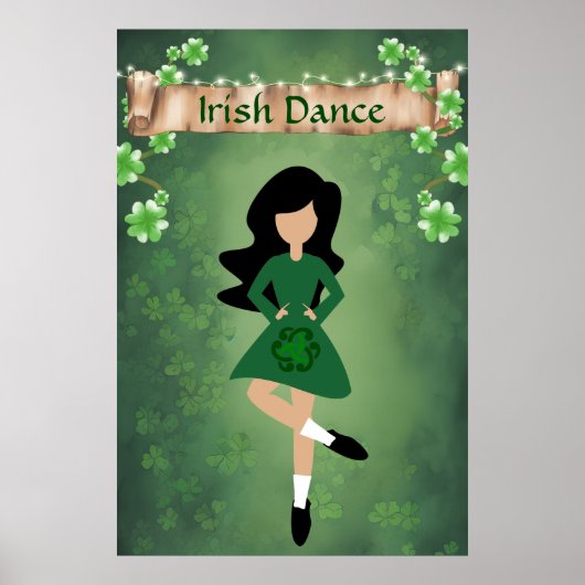Ierse danser met zwarte haarklop | Irish Dance Poster (Voorkant)