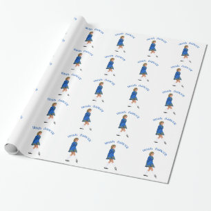 Ierse danseres blond in het blauw cadeaupapier