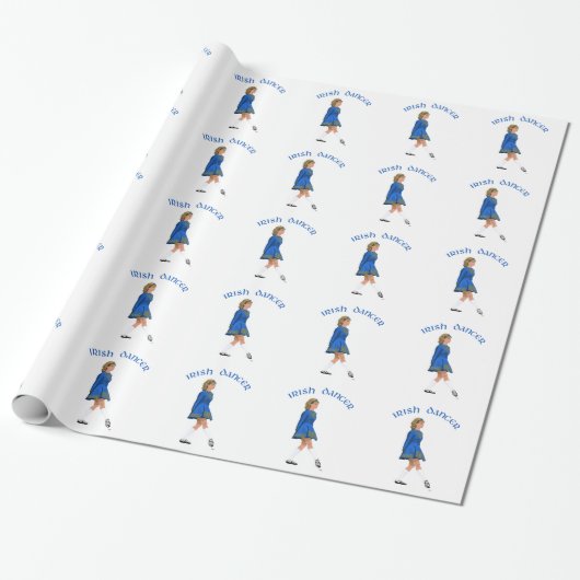 Ierse danseres blond in het blauw cadeaupapier (Uitgerold)