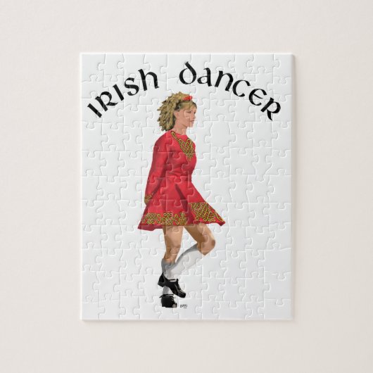 Ierse danseres blond in het rood legpuzzel (Verticaal)