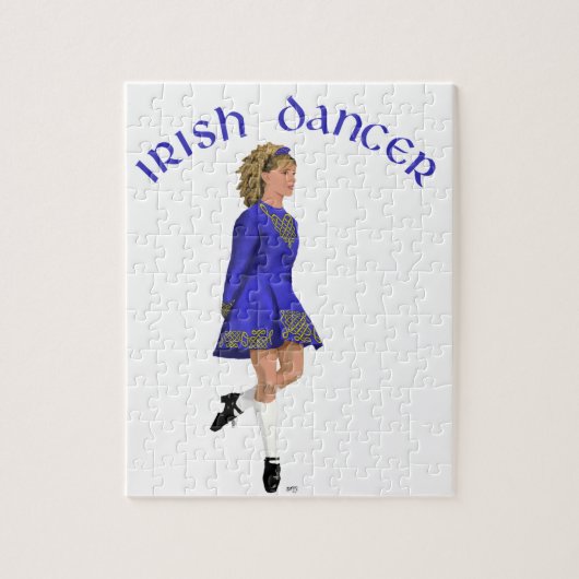 Ierse danseres blondine in het blauw legpuzzel (Verticaal)