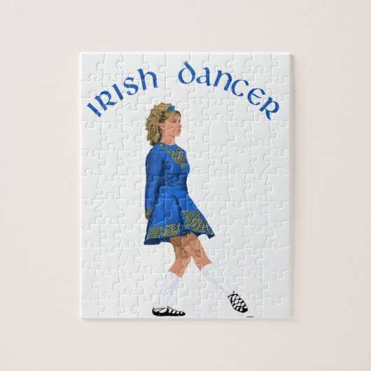 Ierse danseres blondine in het blauw legpuzzel (Verticaal)