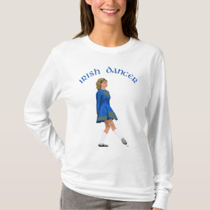 Ierse danseres blondine in het blauw t-shirt