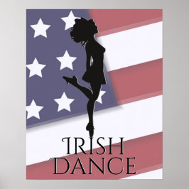 Ierse danseres en Amerikaanse vlaggestalte Poster