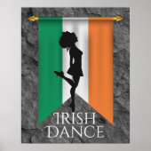 Ierse danseres en vlag van Ierland Poster (Voorkant)
