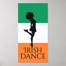Ierse danseres en vlag van Ierland Poster