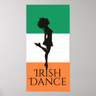 Ierse danseres en vlag van Ierland Poster