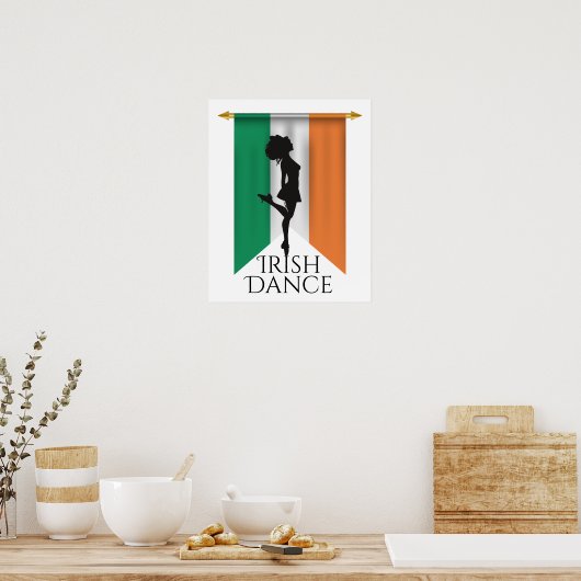 Ierse danseres en vlag van Ierland Poster (Keuken)