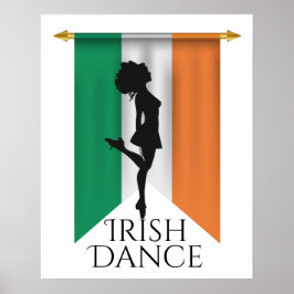 Ierse danseres en vlag van Ierland Poster