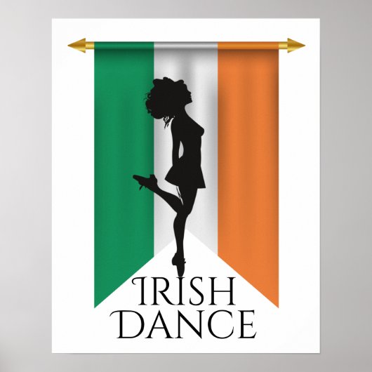 Ierse danseres en vlag van Ierland Poster (Voorkant)