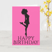 Ierse danseres hardschoen roze zwarte dans kaart (Gele Bloem)