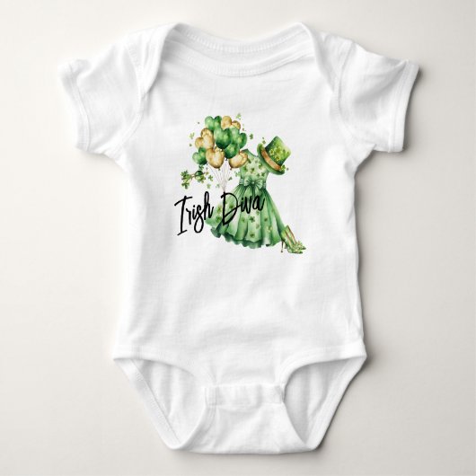 Ierse diva baby body T-shirt St. Patrick's Day (Voorkant)