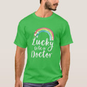 Ierse Doctor Rainbow Shamrock Stethoscope Patrick T-shirt (Voorkant)