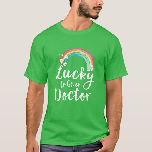 Ierse Doctor Rainbow Shamrock Stethoscope Patrick T-shirt (Voorkant)