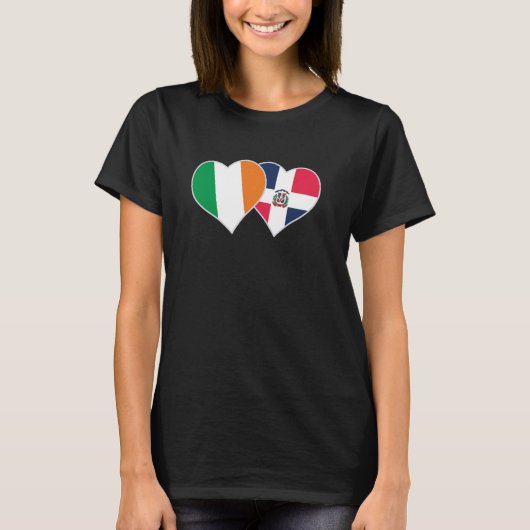 Ierse Dominicaanse Vlag Hart Ierland Dominicaanse T-shirt (Voorkant)