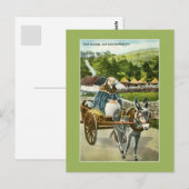 Ierse Donkey-kar en oude vrouw Briefkaart (Voorkant / Achterkant)