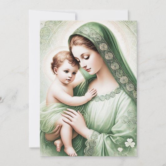 Ierse doop Mary Jesus Shamrocks Kaart (Achterkant)