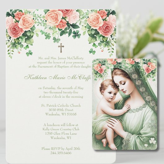 Ierse doop Mary Jesus Shamrocks Kaart