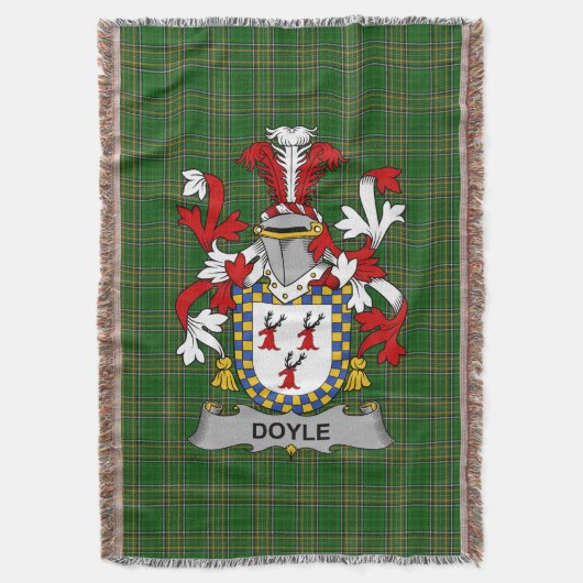 Ierse Doyle of O_Doyle wapenschild Familie Crest Deken (Voorkant Verticaal)