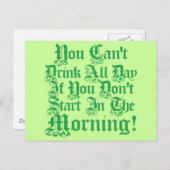 Ierse Drink Humor Briefkaart (Voorkant / Achterkant)