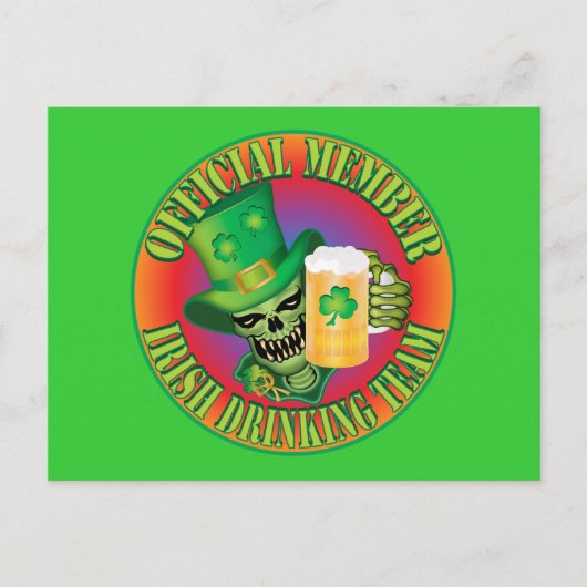 Ierse Drink teamschedel Briefkaart (Voorkant)