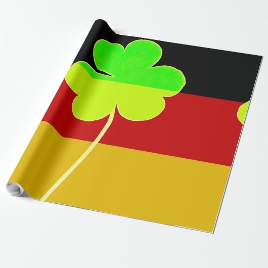 Ierse Duitse vlag Shamrock Clover St. Patrick Cadeaupapier (Uitgerold)