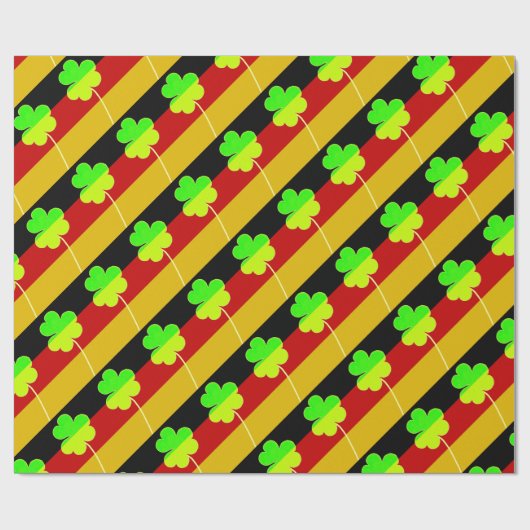 Ierse Duitse vlag Shamrock Clover St. Patrick Cadeaupapier (Vlak)