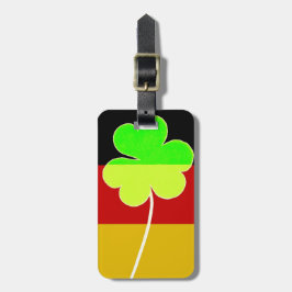 Ierse Duitse vlag Shamrock Clover St. Patrick Fun Bagagelabel