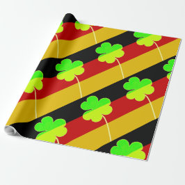Ierse Duitse vlag Shamrock Clover St. Patrick Fun Cadeaupapier