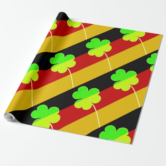Ierse Duitse vlag Shamrock Clover St. Patrick Fun Cadeaupapier (Uitgerold)