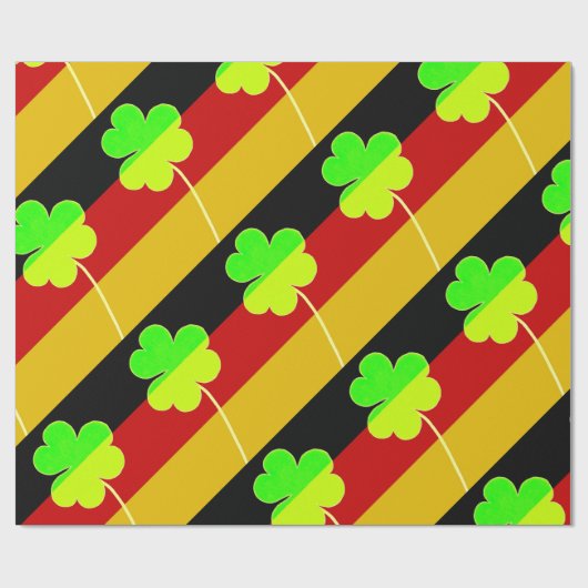 Ierse Duitse vlag Shamrock Clover St. Patrick Fun Cadeaupapier (Vlak)