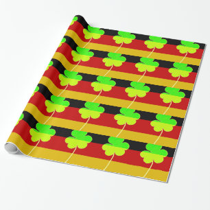 Ierse Duitse vlag Shamrock Clover St. Patrick Fun Cadeaupapier