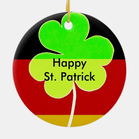 Ierse Duitse vlag Shamrock Clover St. Patrick Fun Keramisch Ornament (Achterkant)