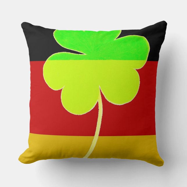 Ierse Duitse vlag Shamrock Clover St. Patrick Fun Kussen (Voorkant)