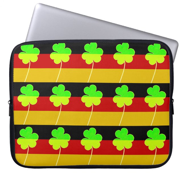 Ierse Duitse vlag Shamrock Clover St. Patrick Fun Laptop Sleeve (Voorkant)