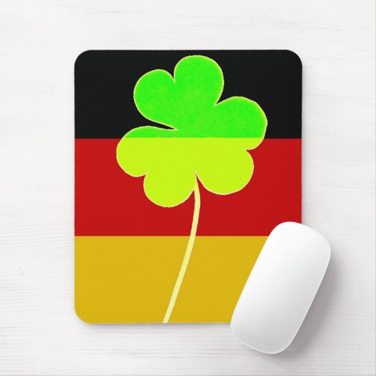 Ierse Duitse vlag Shamrock Clover St. Patrick Fun Muismat (Met muis)