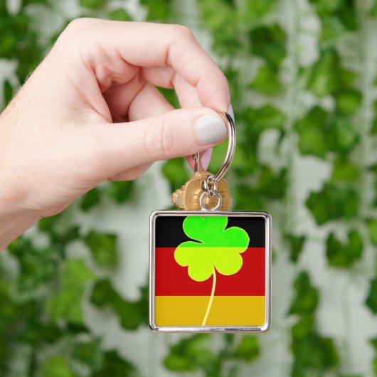 Ierse Duitse vlag Shamrock Clover St. Patrick Fun Sleutelhanger (Hand)